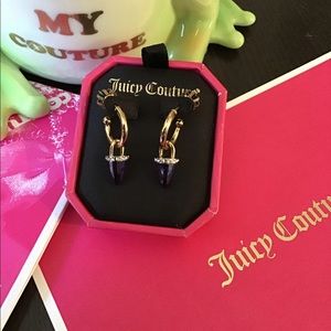 NWOT juicy black label gold hoop w/ purple drop